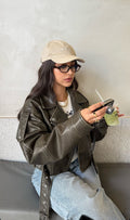 The Midnight Olive Moto Biker Jacket