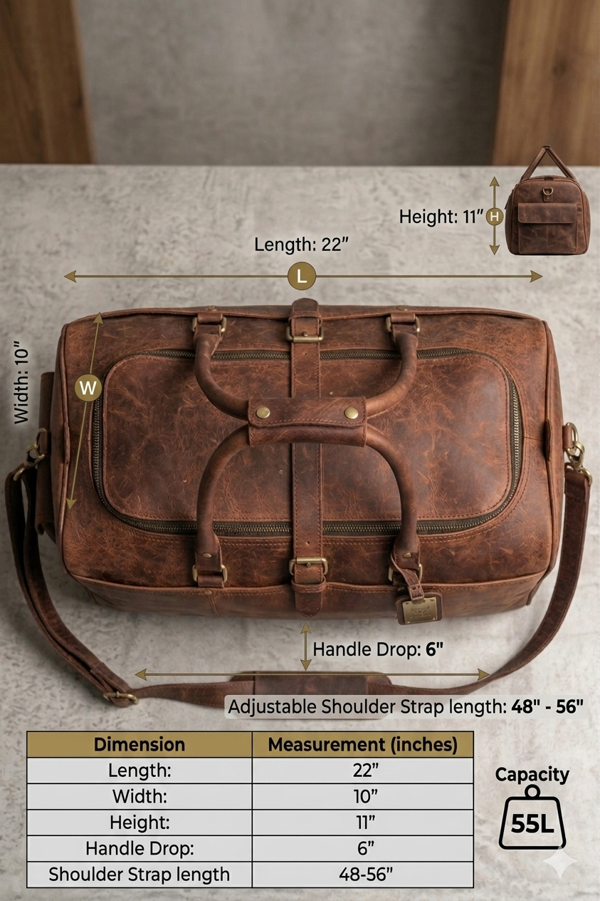 The Heritage 55L Full-Grain Leather Weekender