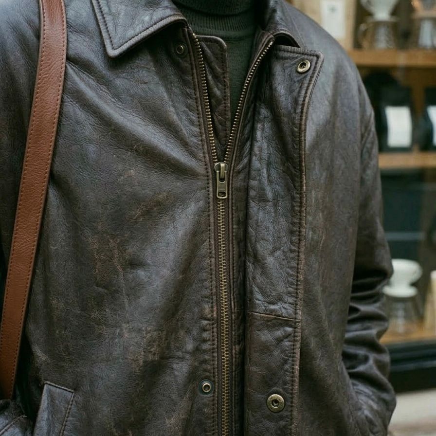 Heritage Oversized Leather Bomber Jacket – Coffee Brown
