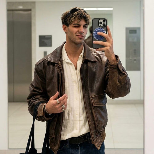 Burnished Espresso Leather Flight Jacket