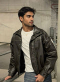 Eclipse Noir Boxy Leather Windbreaker