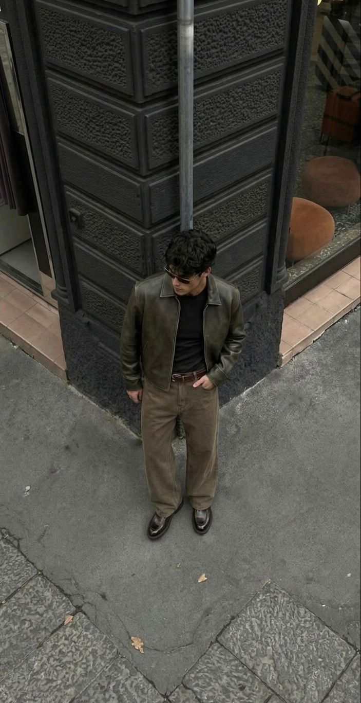 Dust-Toned Patina Leather Blouson